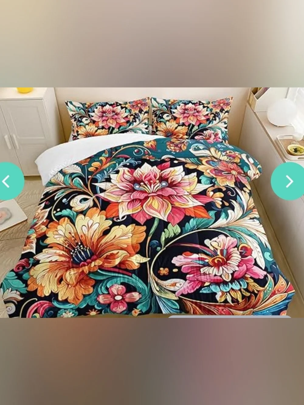 New Full Size Colorful Floral Comforter Set